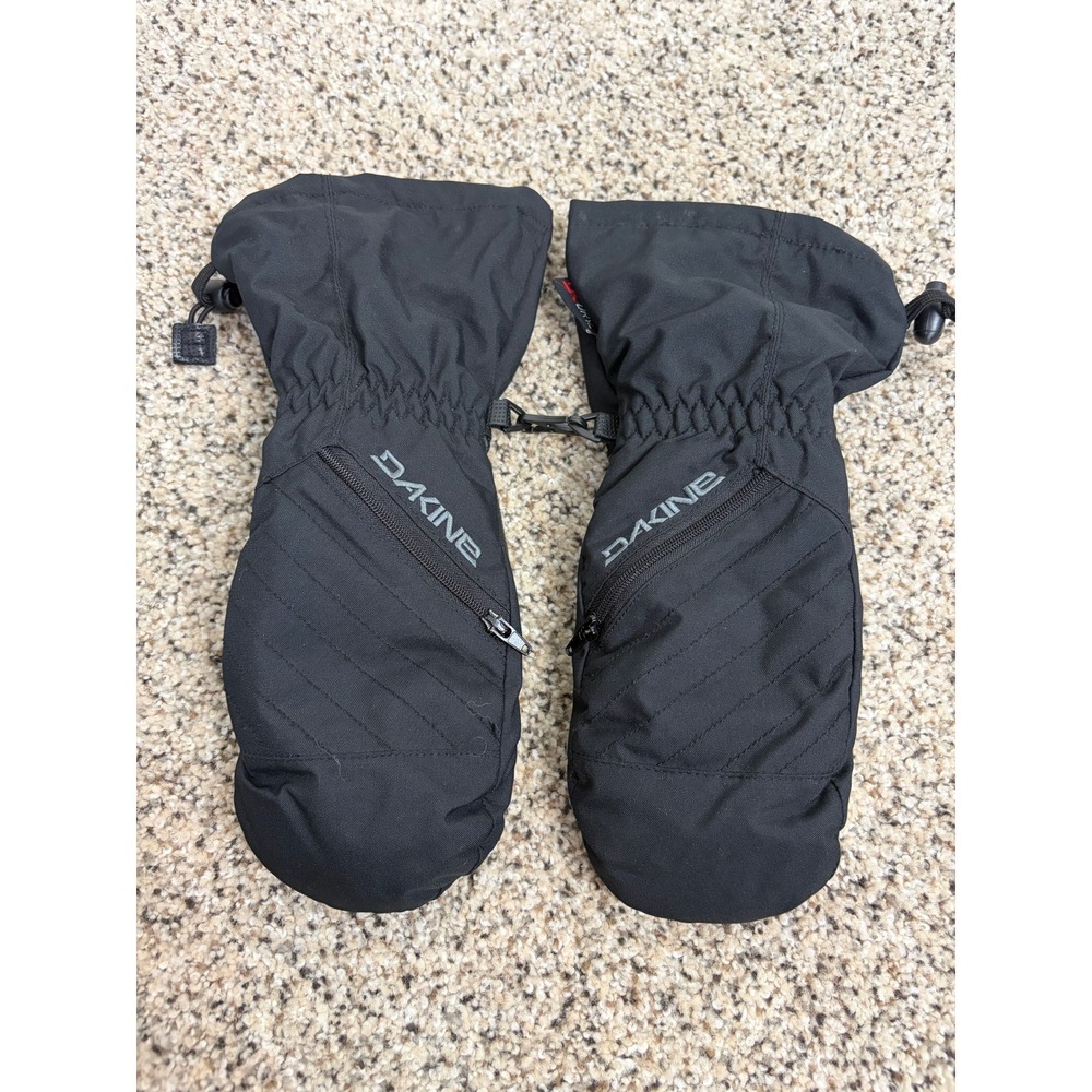 Dakine Mittens Youth XL Tracker Insulated Zipper Pocket Black Winter Snow